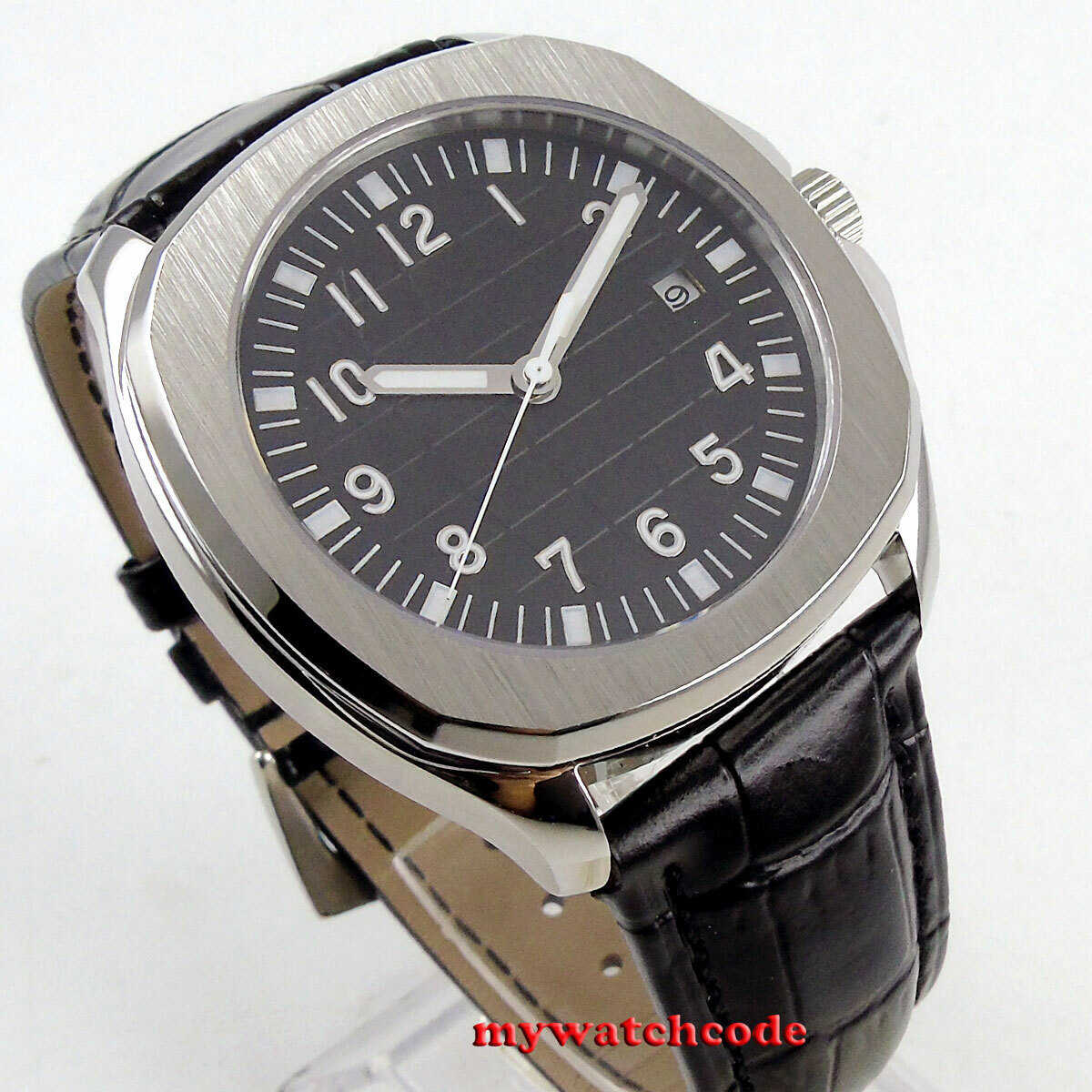 40mm Bliger sterile black dial date sapphire glass automatic Square mens watch
