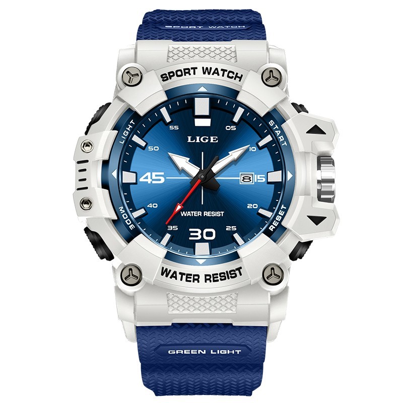 LIGE Men Watch Big Dial Quartz Analog Date Luminous Waterproof Sports Wristwatch