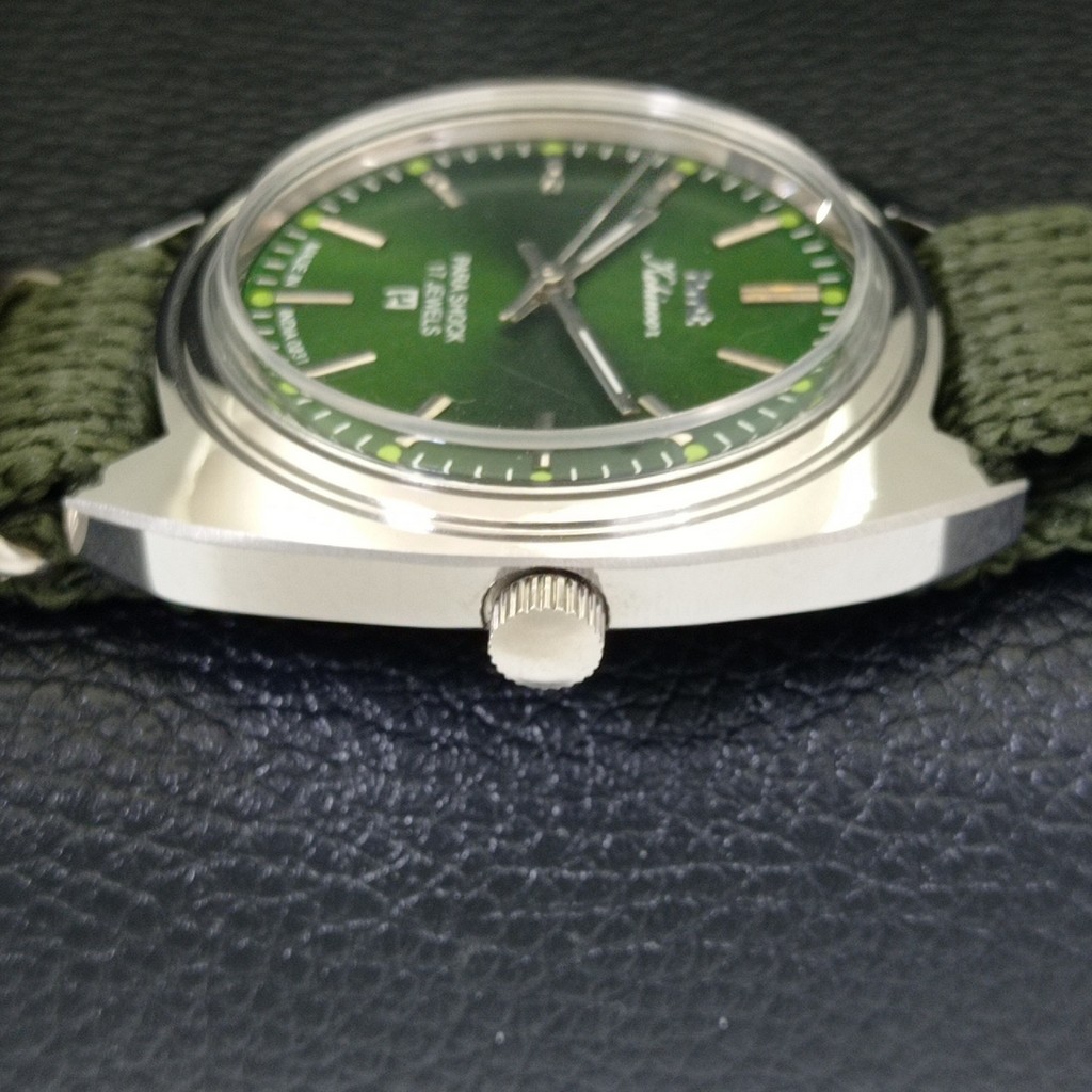 INDIAN VINTAGE HMT KOHINOOR HAND-WINDING MENS GREEN COLOR DIAL WATCH a440975-1