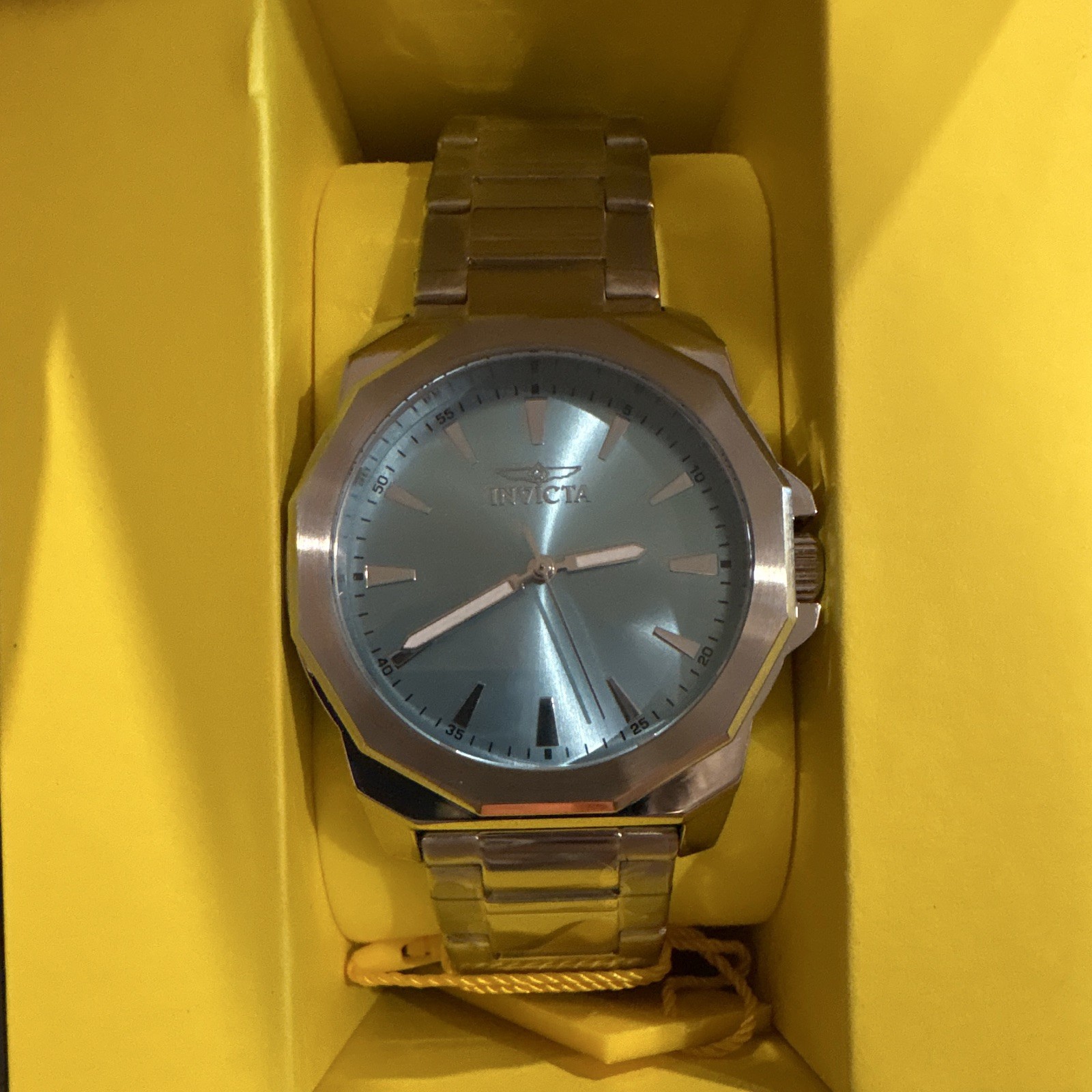 Invicta Men’s Quartz Wristwatch Blue Dial 48mm Silver Stainless Bracelet w/ Box