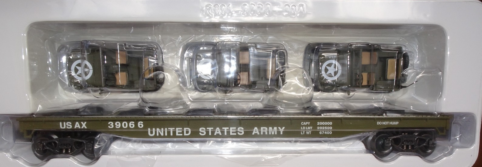 K-Line K691-8023 United States Army Flatcar w/ Three Military
