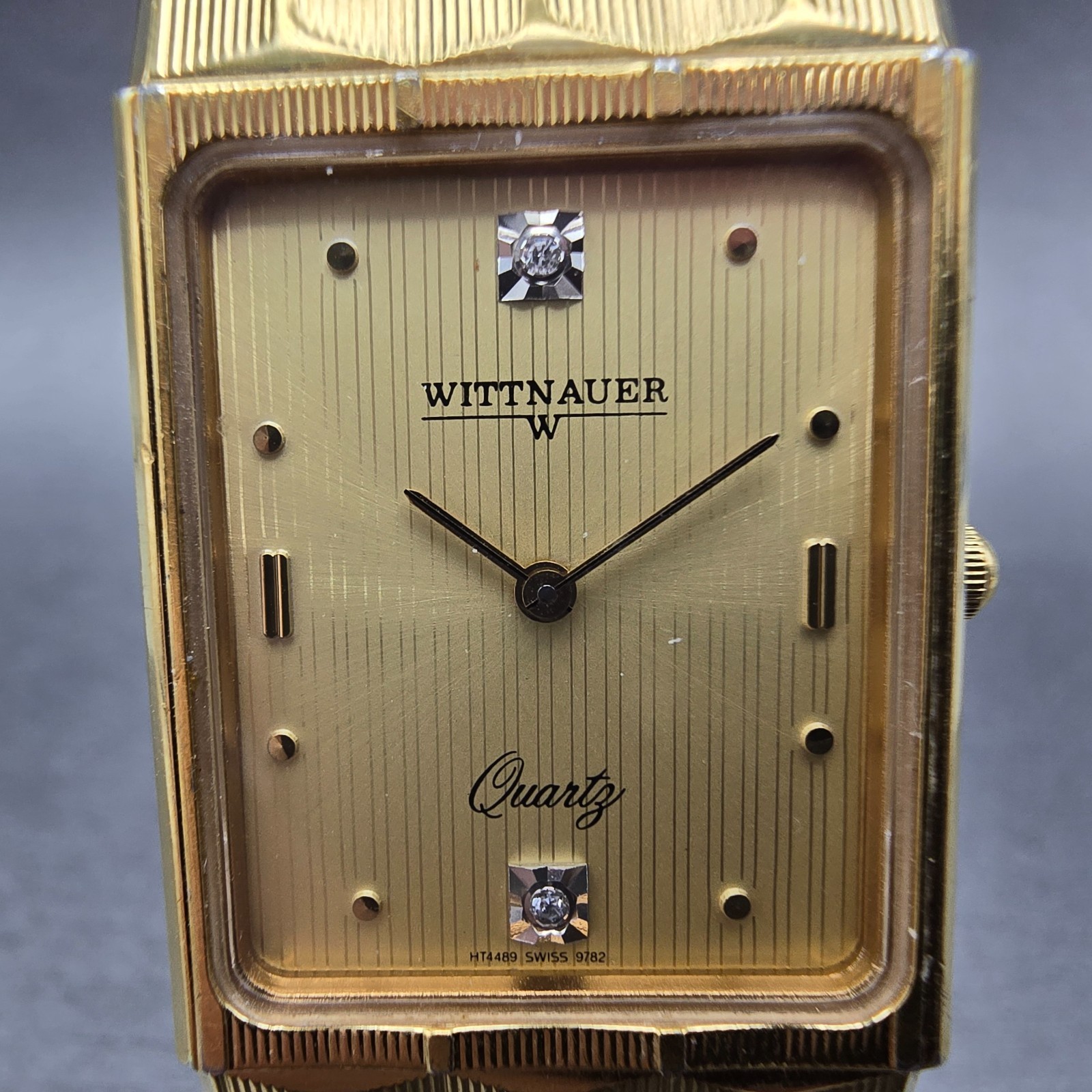 Wittnauer Tank Watch Men 24mm Champagne Dial Gold Tone Recatngle New Battery