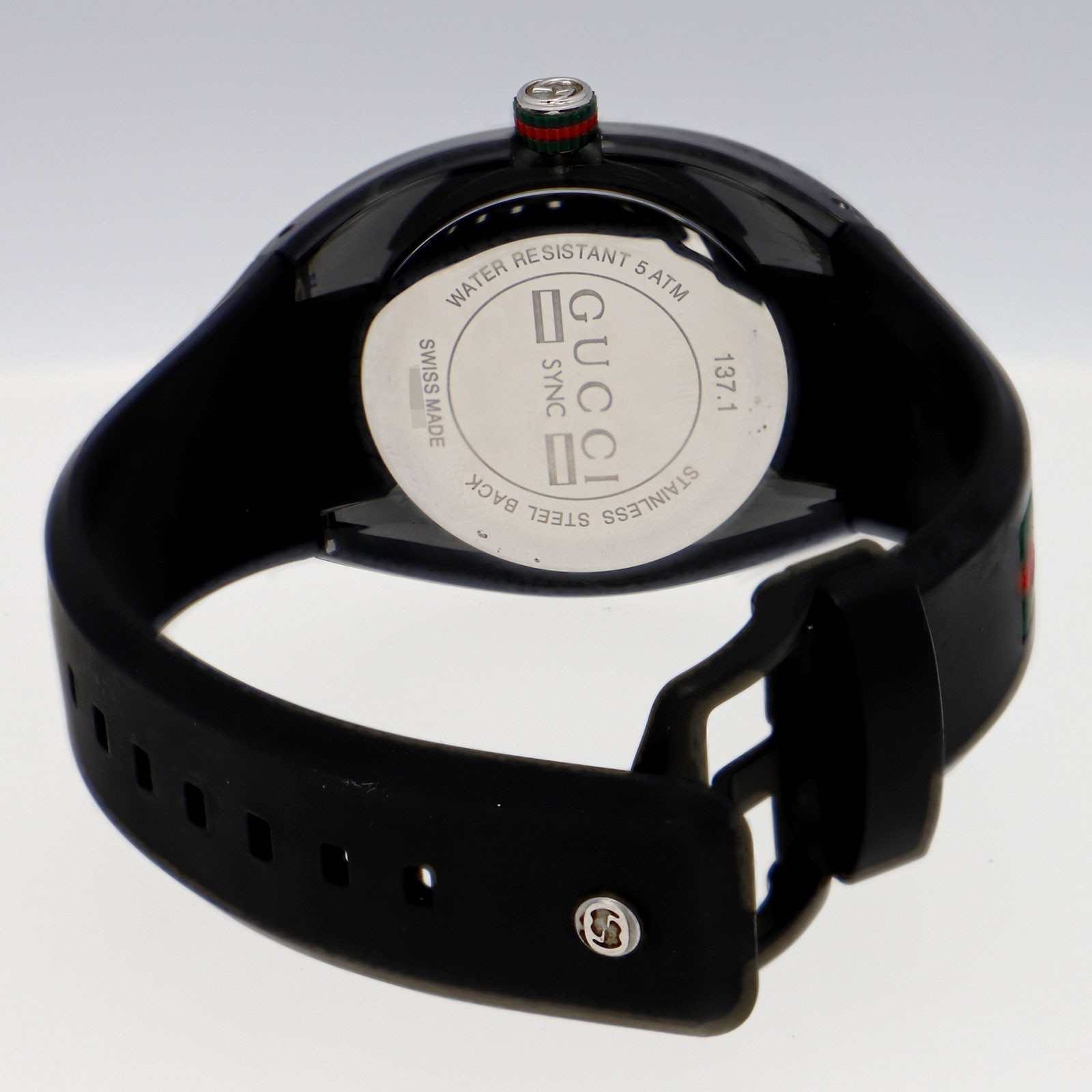 GUCCI YA137101 137.1 sink WATCH black SS/rubber/resin QZ