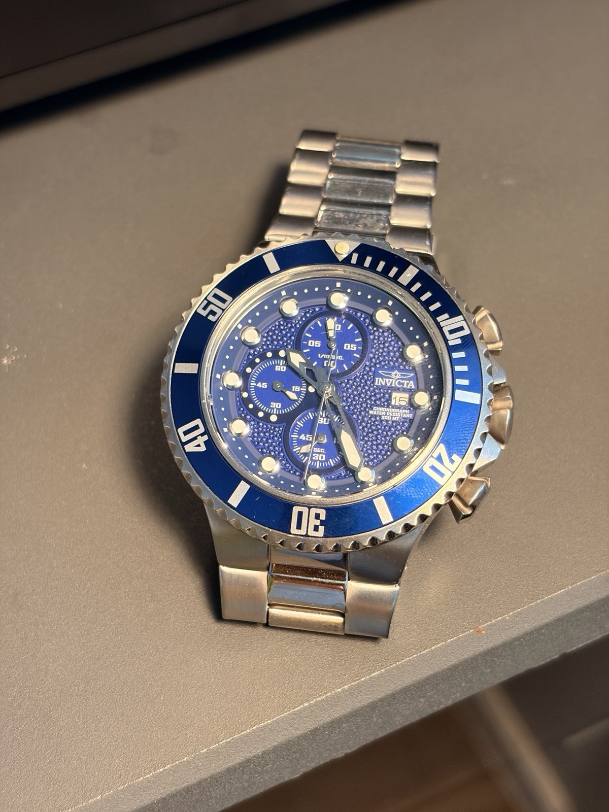 Invicta Pro Diver Chronograph Watch Men Blue Dial #18907 VG