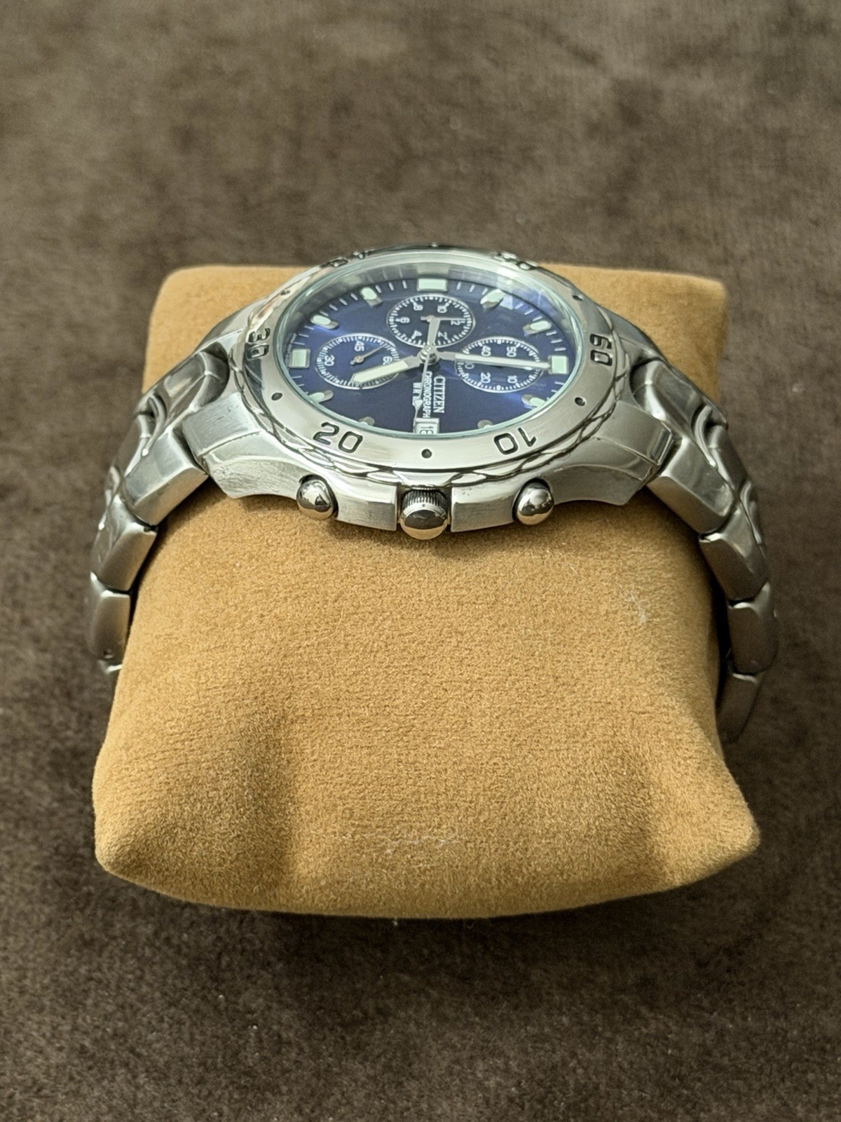 Citizen Quartz Chronograph WR100 100m Blue Dial Date Stainless Steel Bracelet