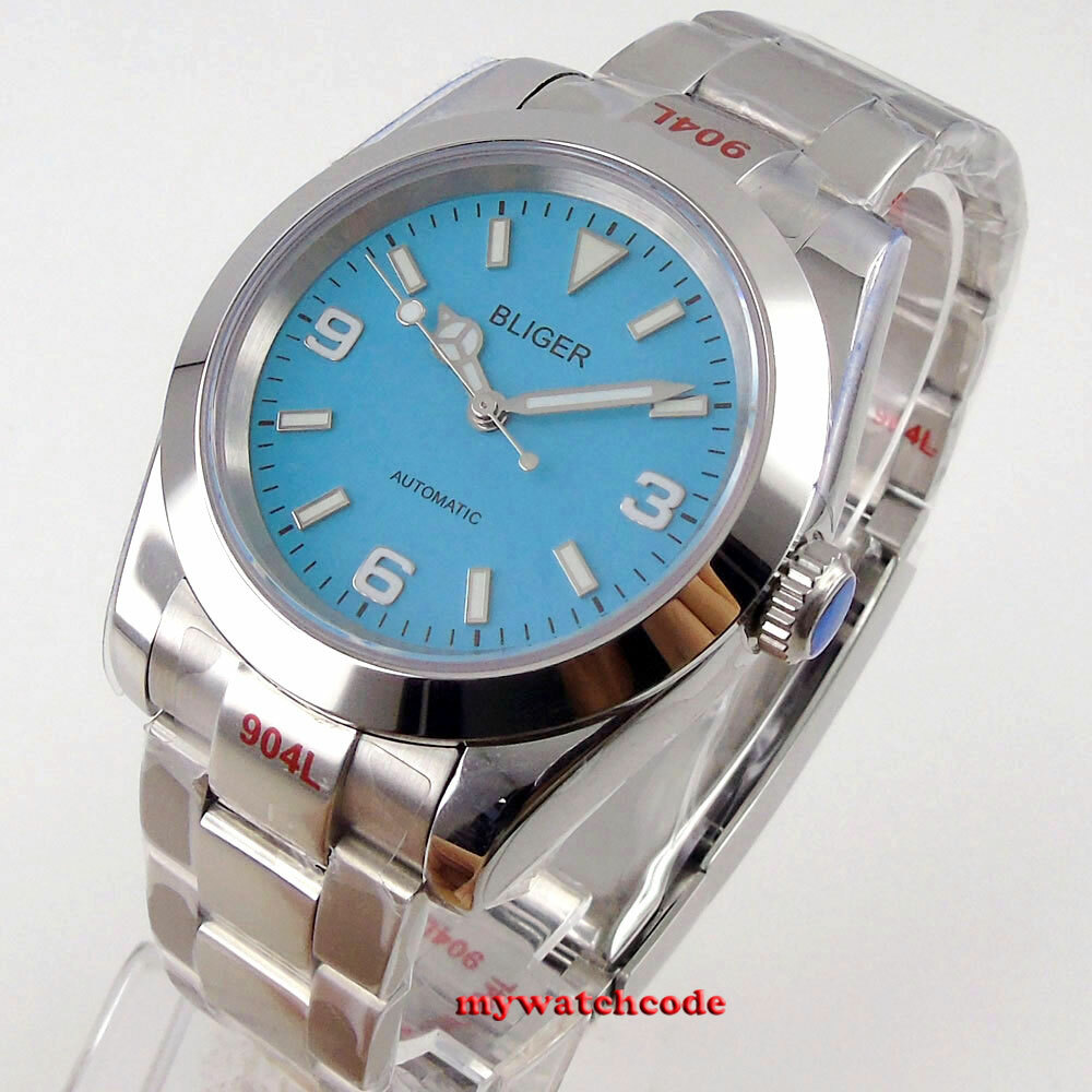 39mm BLIGER black dial sapphire glass 24 jewels NH35 PT5000 automatic mens watch