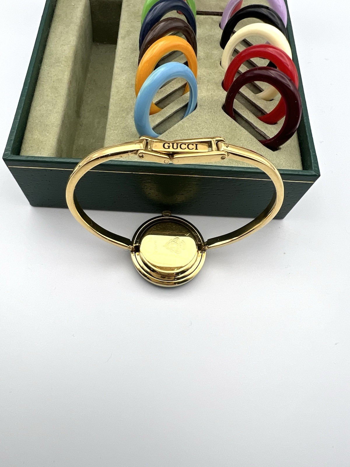 Gucci Change Bezel 11/12.2 Watch 12 Colors Box White Gold Vintage MINT