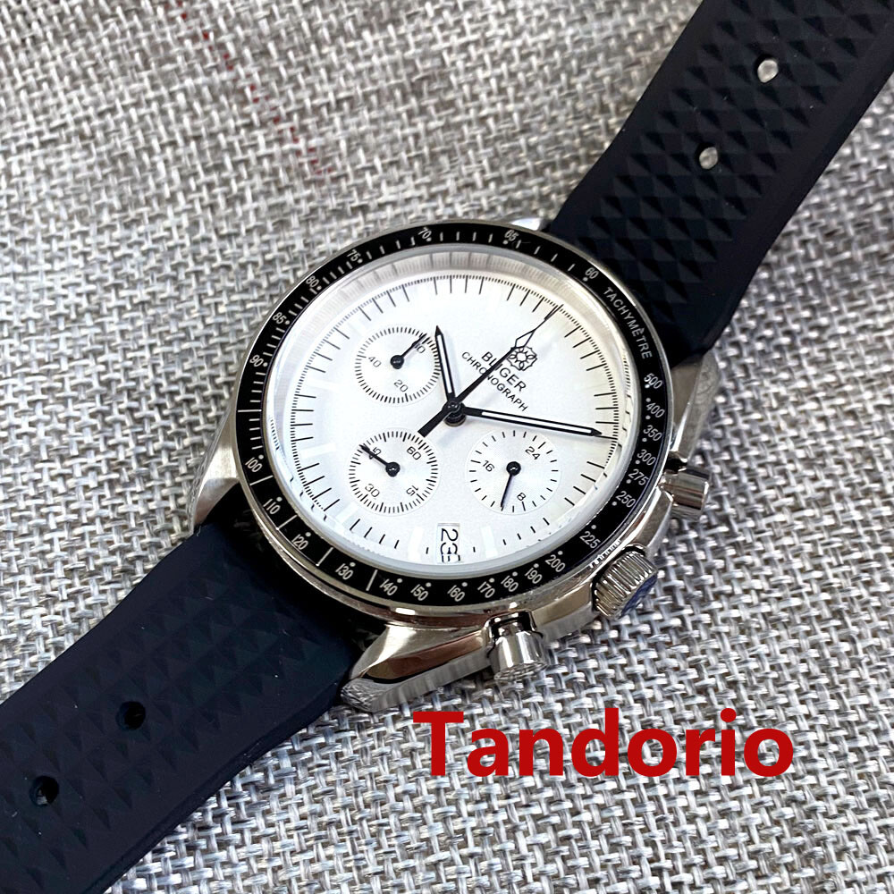 40mm Bliger VK63 Quartz Full Functional Chronograph Watch Glide Folding Clasp