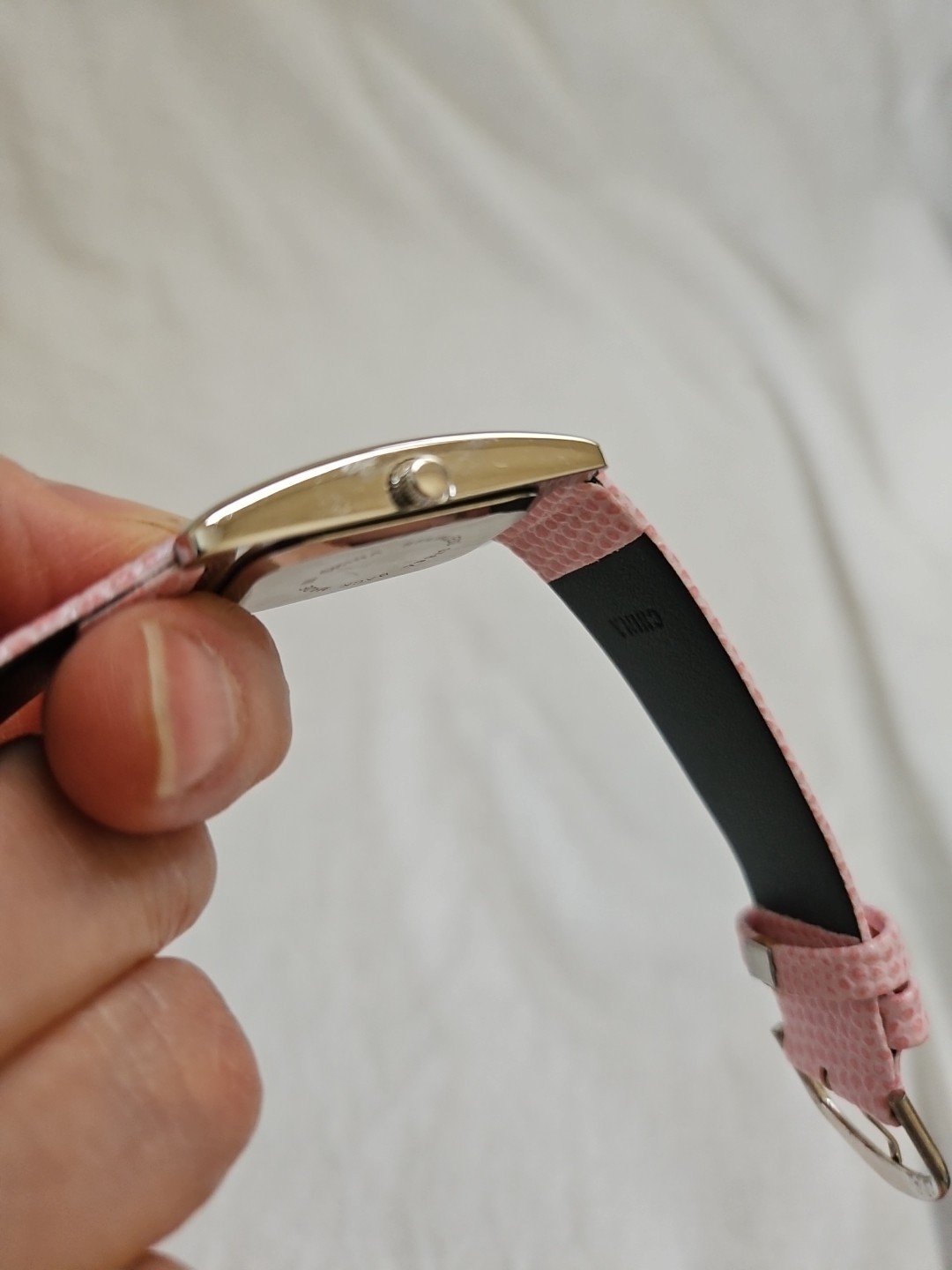 Breast Cancer Awareness Watch Pink Pebble Band Rectangular Face New Battery