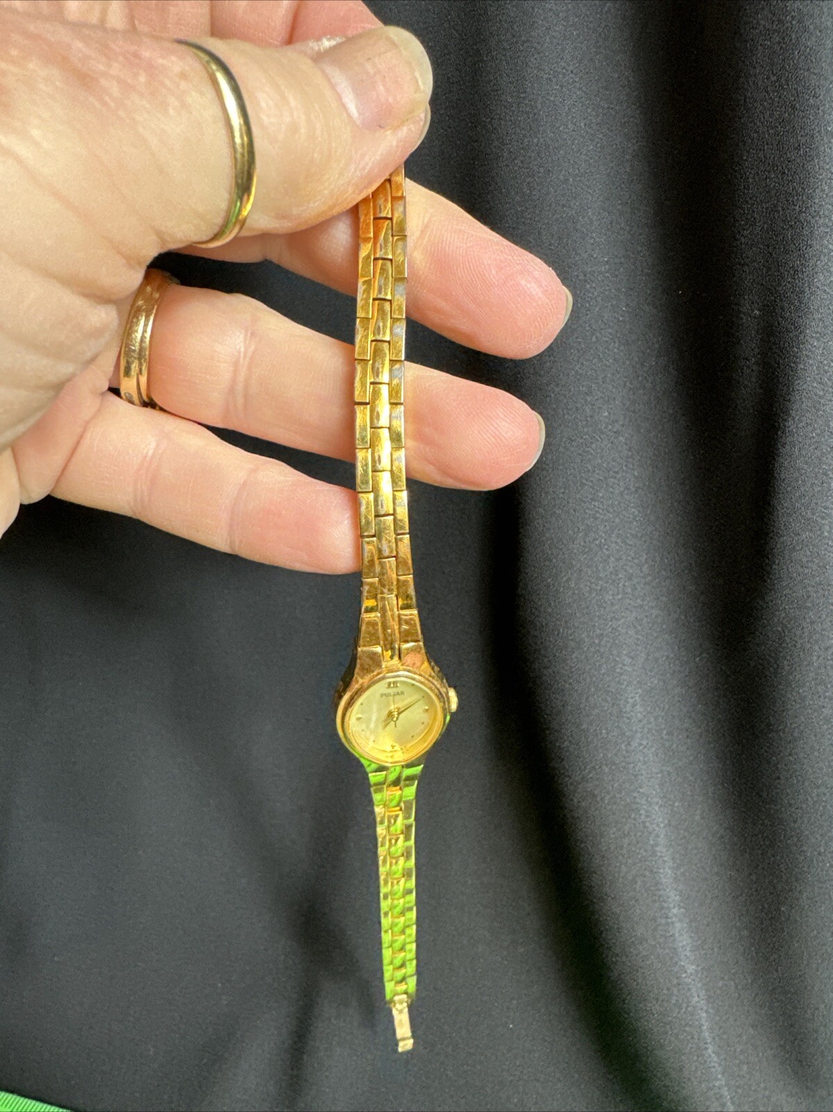 Pulsar Rare Eye Shaped Gold Case One Piece Strap Antique Watch Untested