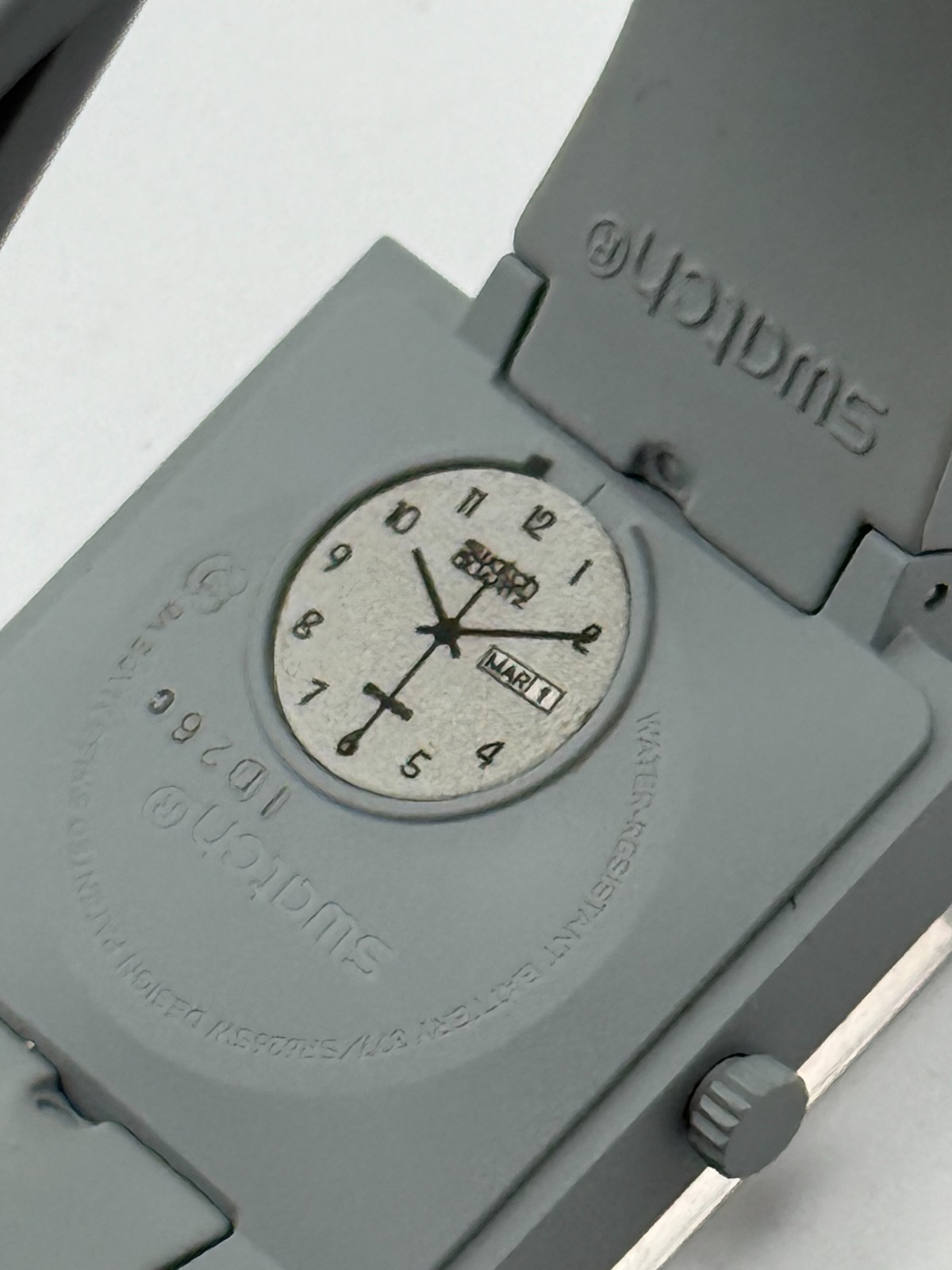 Swatch WHAT IF…GRAY? SO34M700 33mm Square Bioceramic Quartz Day-Date