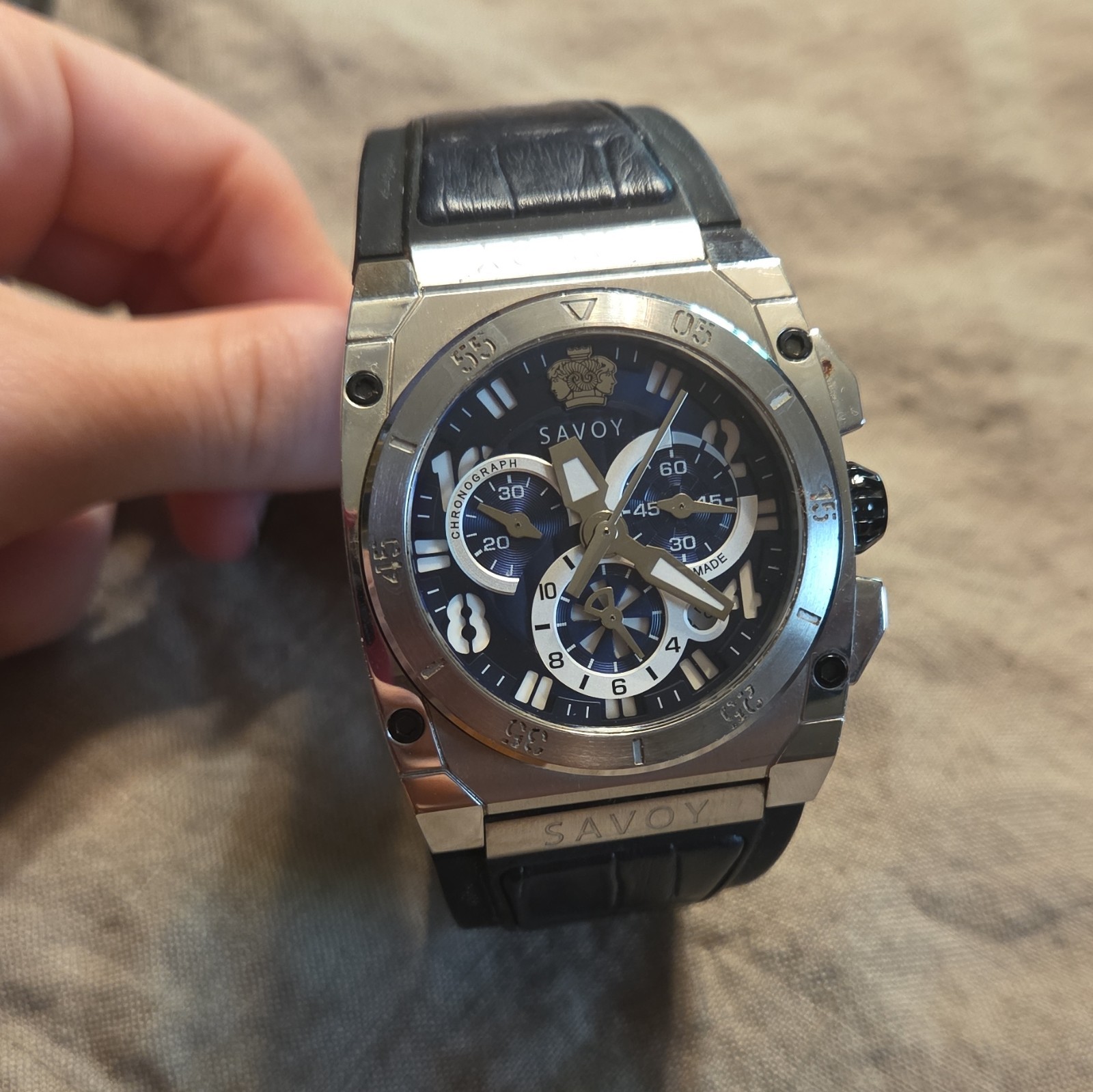 Savoy Midway 44mm Steel Chronograph Blue Dial Men’s Quartz Watch B1201C.03A.RB27