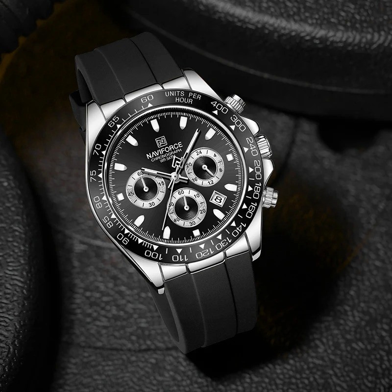 45MM NAVIFORCE Luxury Quartz Diver Watch Men Silicone Waterproof Luminous NEW