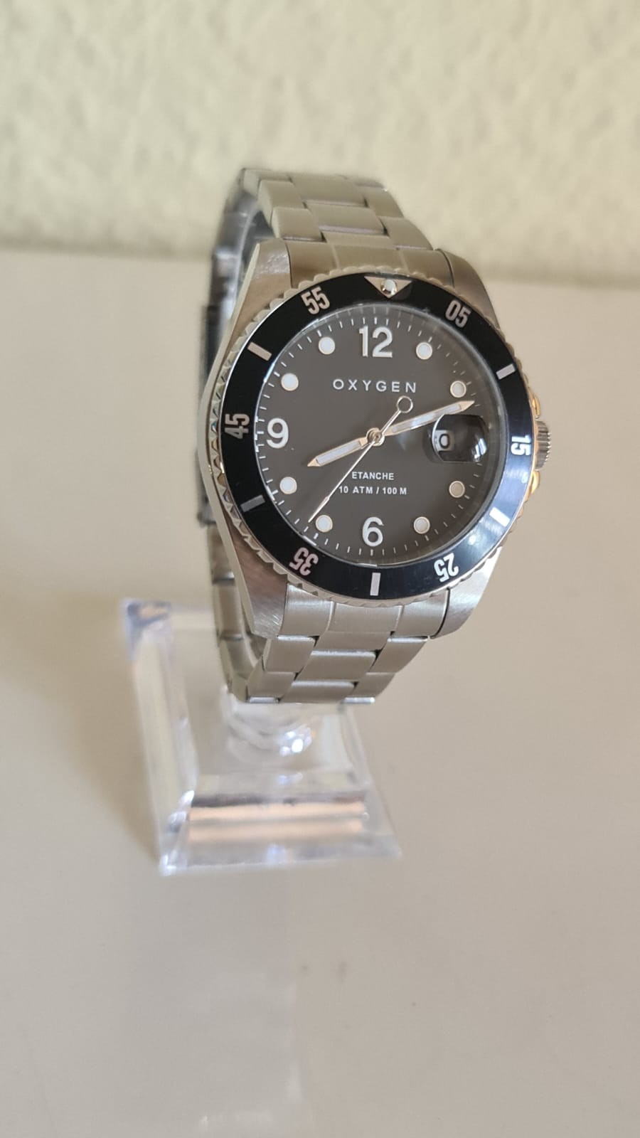 Oxygen Diver Legend Men’s Watch NEW Full Set Black Dial Steel Bracelet 10 ATM 10