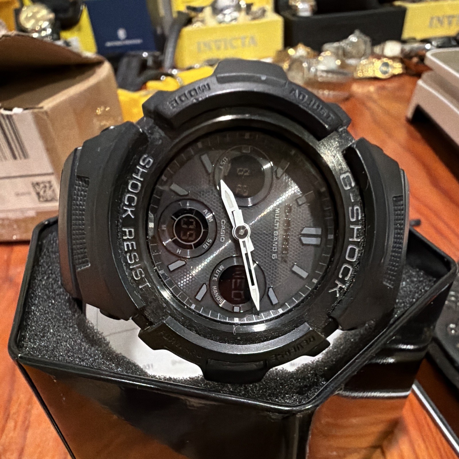 Casio G-SHOCK 55mm black resin analog-digital shock resist world time 200m box