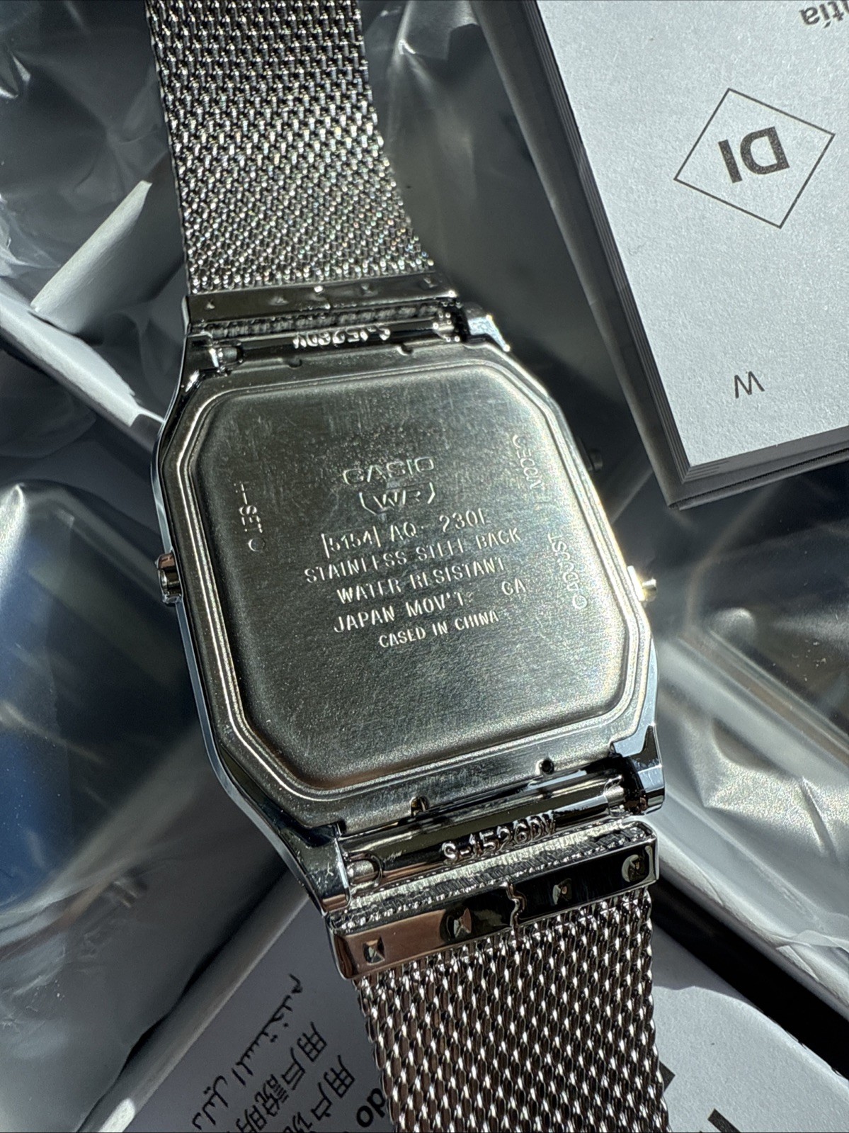 Casio Analog-Digital Vintage Style Dual Time S.Steel Mesh Band Watch AQ-230EM-2A