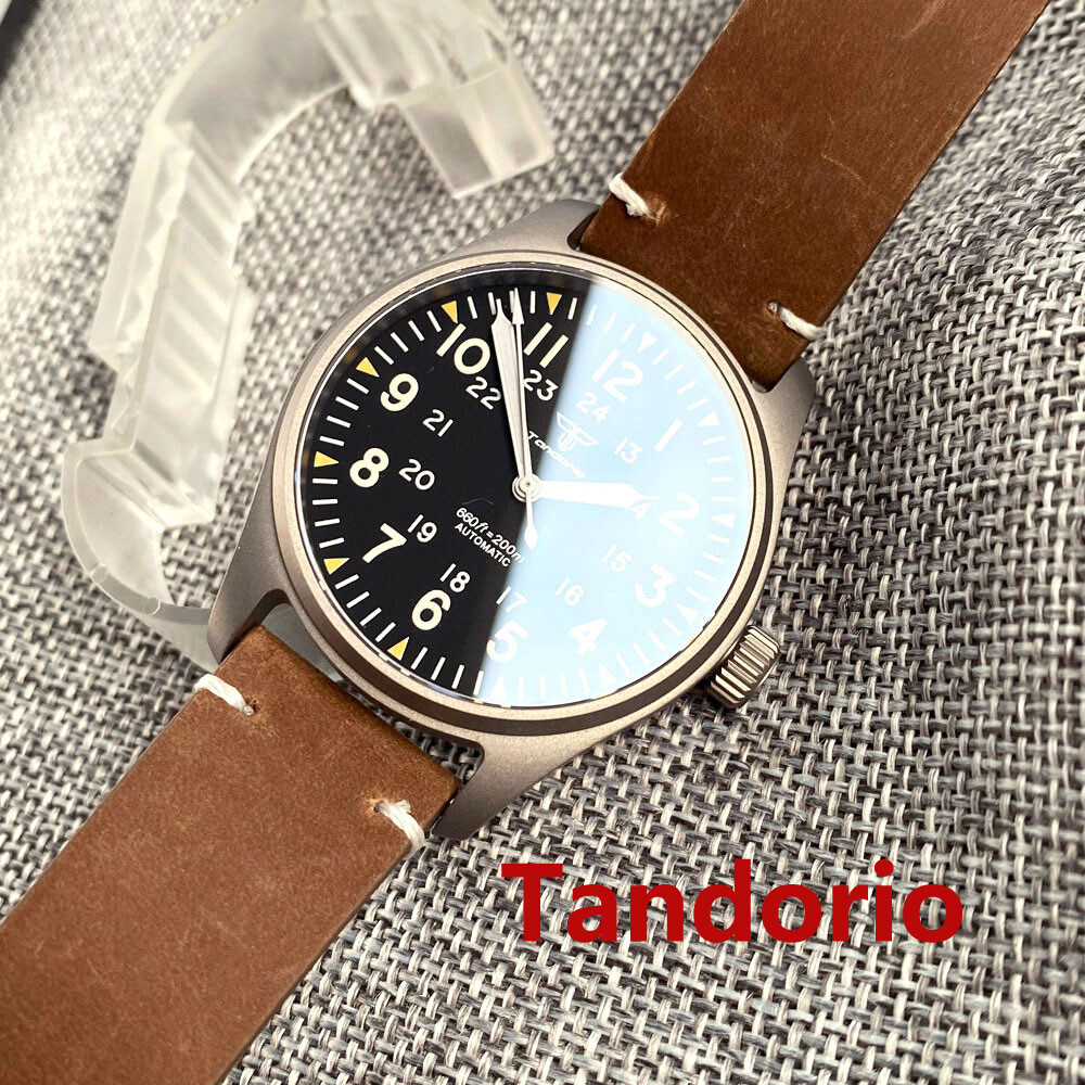 39mm Titanium Pilot Sapphire Glass 20ATM Diver NH35A PT5000 Automatic Men Watch