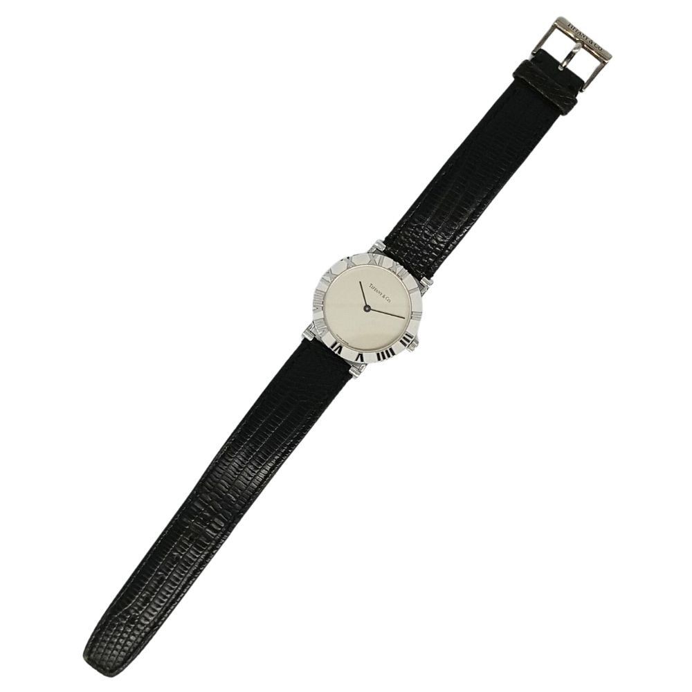 TIFFANY & CO. Atlas M0640 Quartz SV925 Sterling Silver Leather Men’s Watch