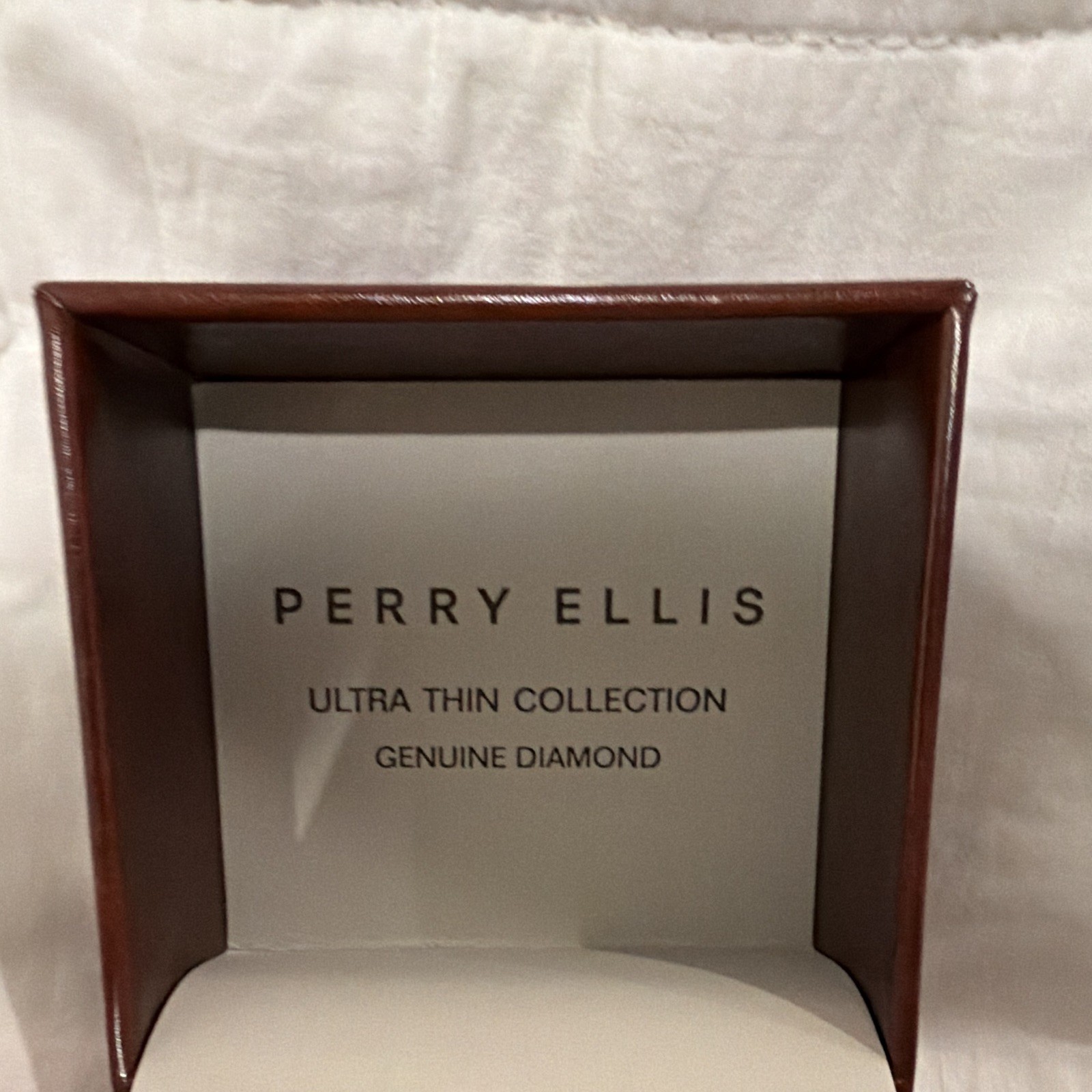 Perry Ellis Ultra Thin Genuine Diamond Quartz Blue Dial Black Leather Watch