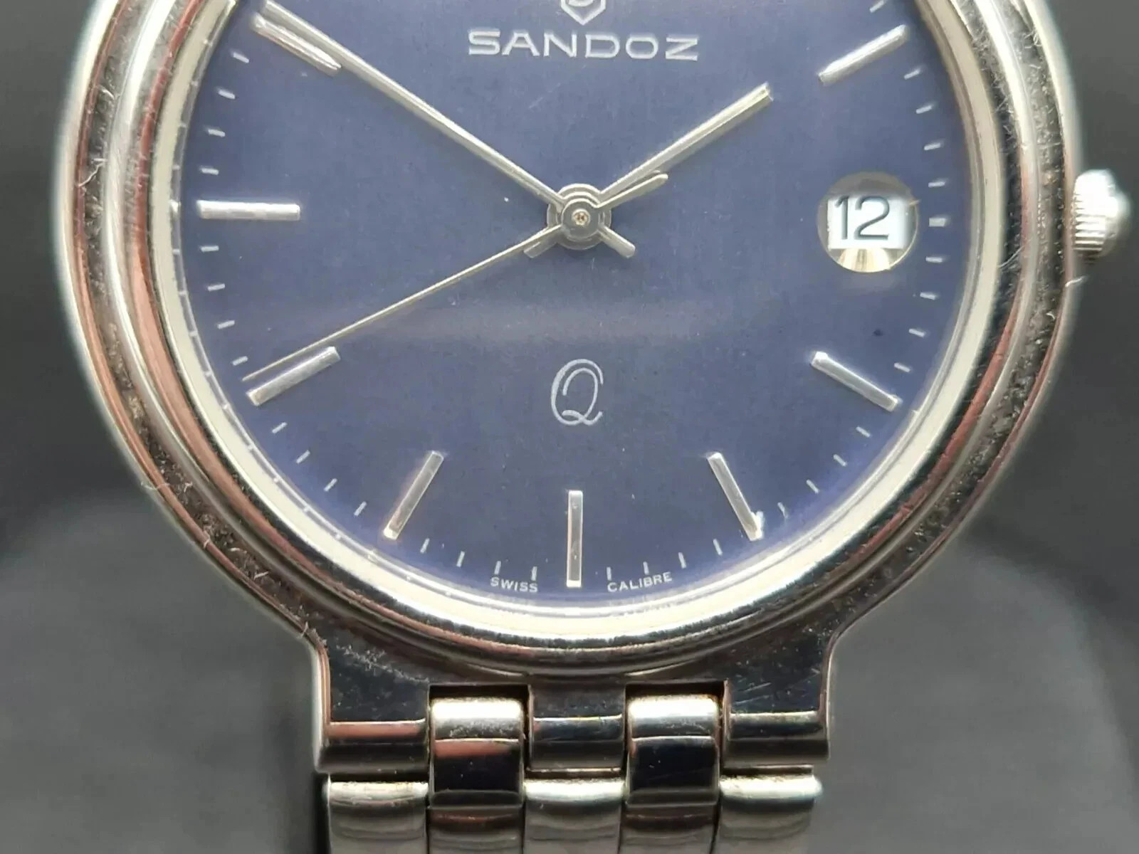 SANDOZ Mens Quartz Watch Mens 32mm 1183-Z Swiss Calibre, Stainless Steel, Date