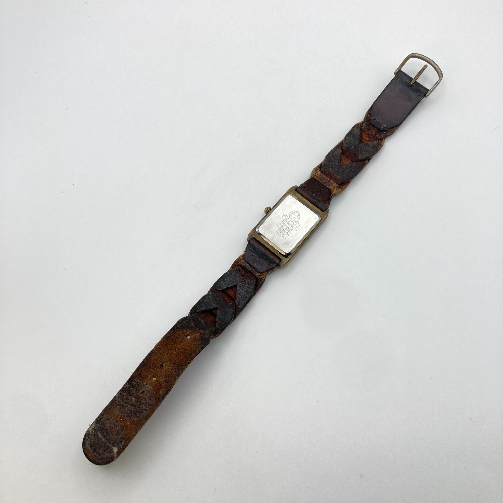 Vintage Cherokee Unisex Watch Brass Tone Leather Art Deco 23mm New Battery 9″