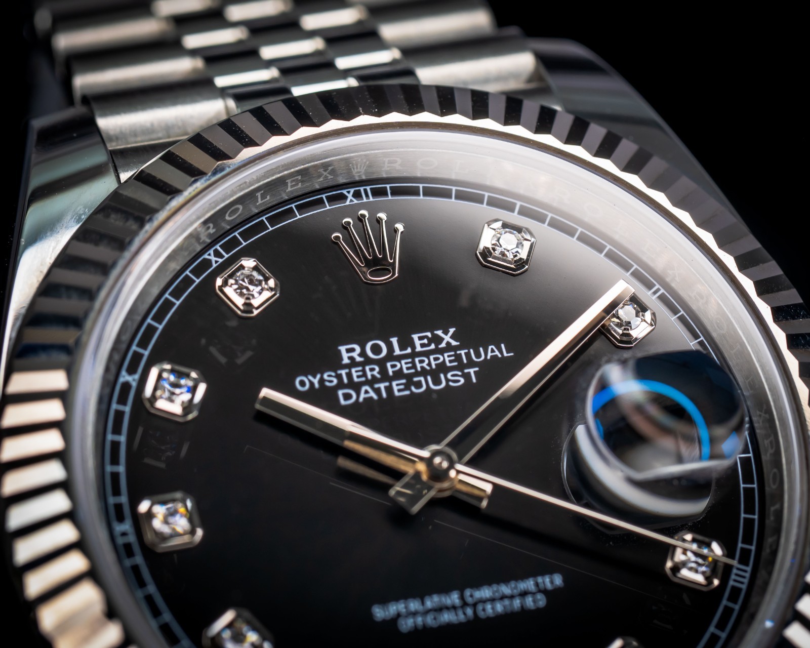 Rolex Datejust 41 Black Diamond Dial Jubilee Fluted – 2025 – BOX & PAPERS 126334