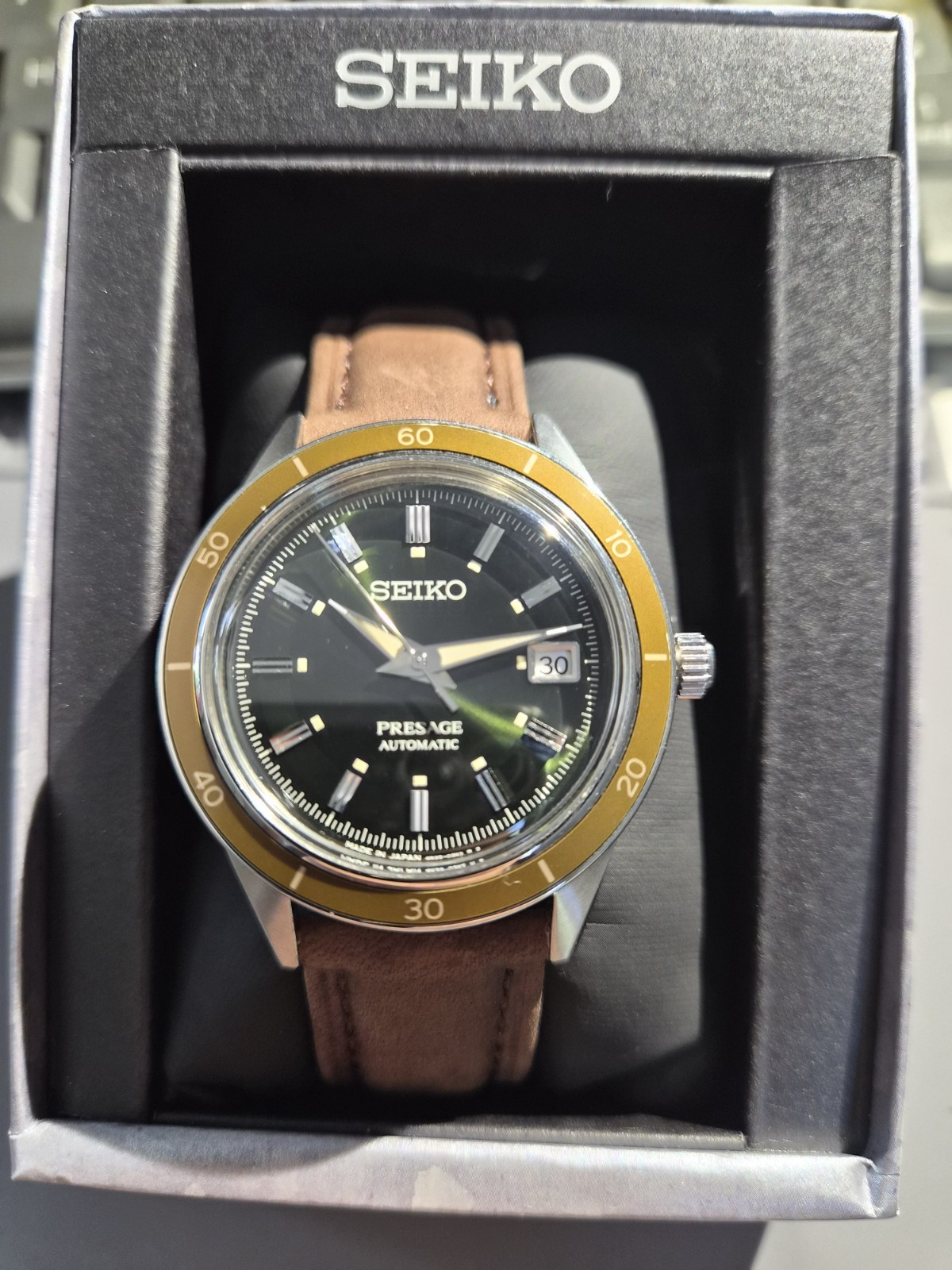 Seiko Presage Style60’s SRPG07 Automatic Green Dial 4R35 Leather Watch