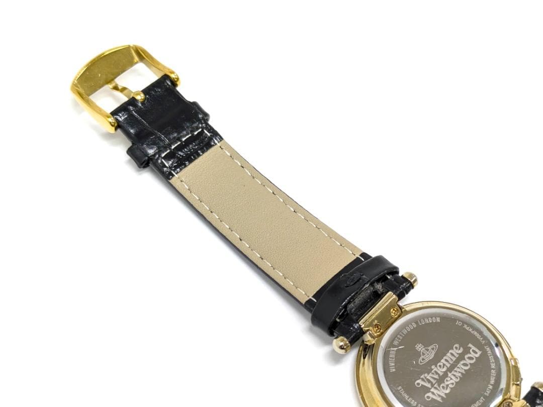 Vivienne Westwood Orb Black Quartz Watch Wristwatch Japan Used 071177
