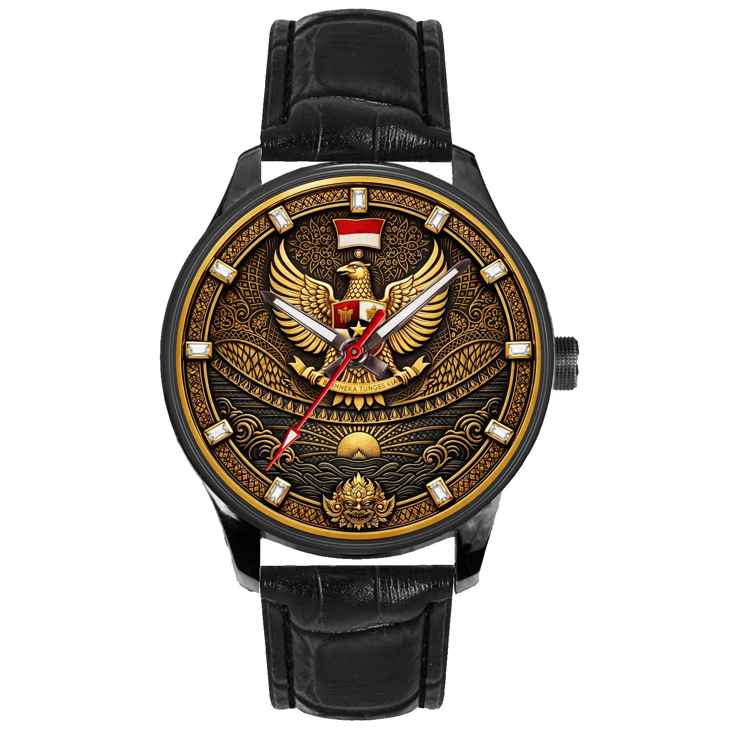 INDONESIA HERITAGE GARUDA EAGLE ART SOLID BRASS COLLECTIBLE GIFT WATCH