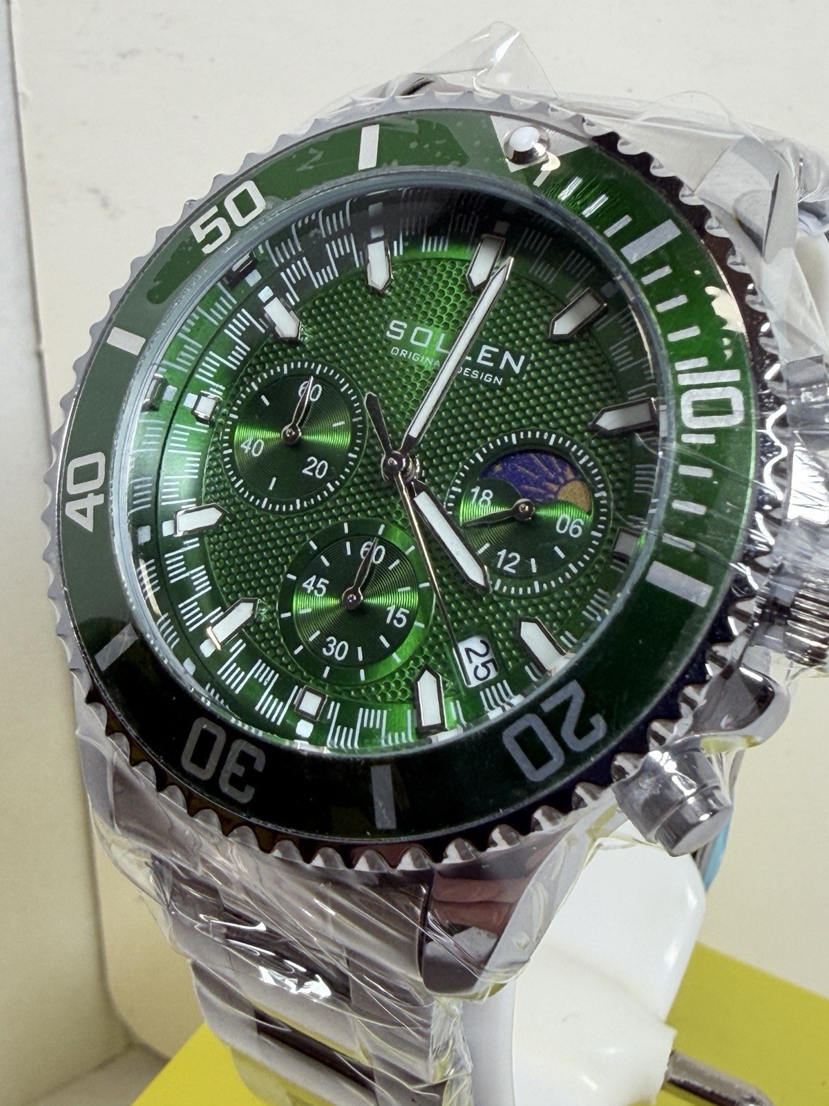 Men’s Sollen Green Chronograph Watch! Analog Quartz, Formal, Classic & SLEEK!!