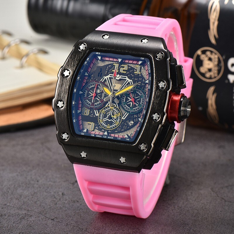 Richard Technolo Quartz Men’s Barrel-Shaped Fashion Hollow Calendar Watch