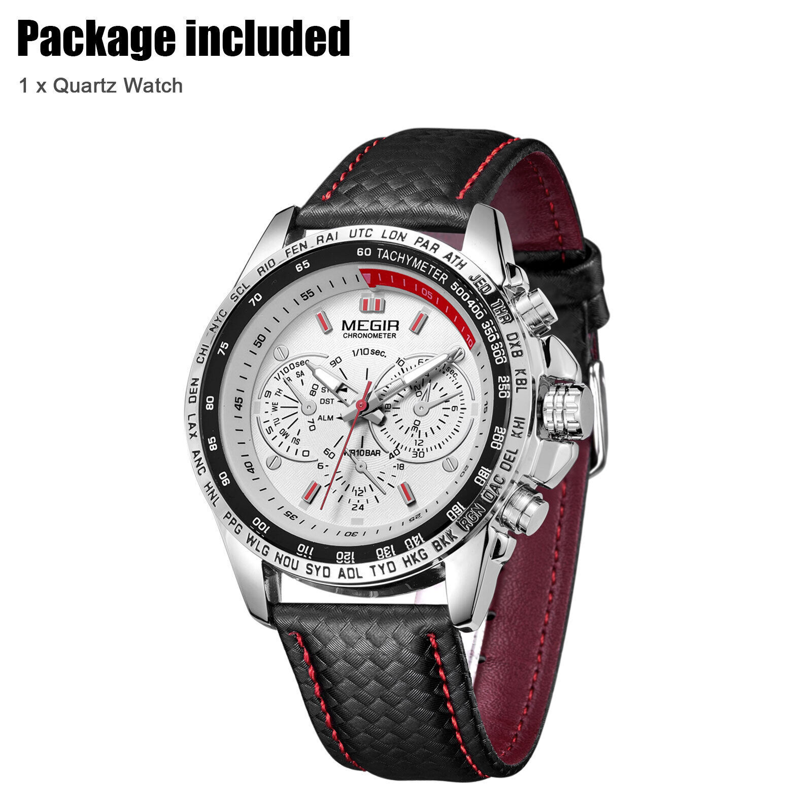 Waterproof Men Stainless Steel Leather Analog Sports Quartz Military Wrist Watch