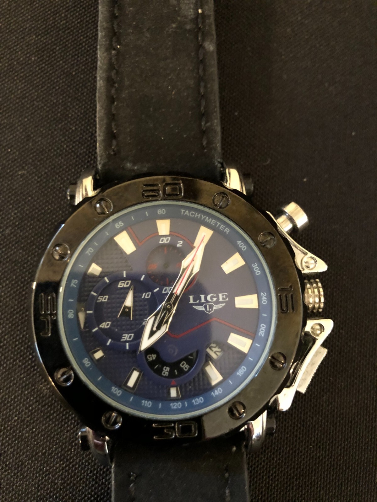 LIGE 1853 Dream Men’s Blue Face 3 Sub Dials, Date, Works, New Battery