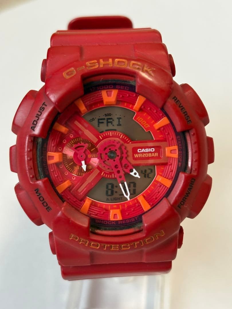 CASIO G-SHOCK Digital-Analog Watch, Red GA-110AC