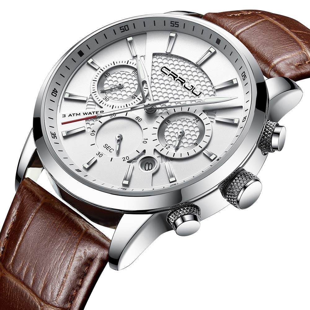 Reloj Cronografo Con Correa De Cuero Negro Para Negocios Y Uso Casual Pro
