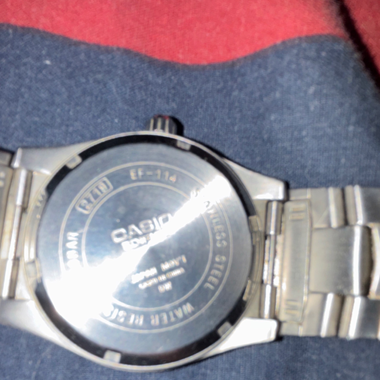 Casio Men’s Stainless Steel Wristwatch Blue Sunburst Dial Analog Baton Indexes