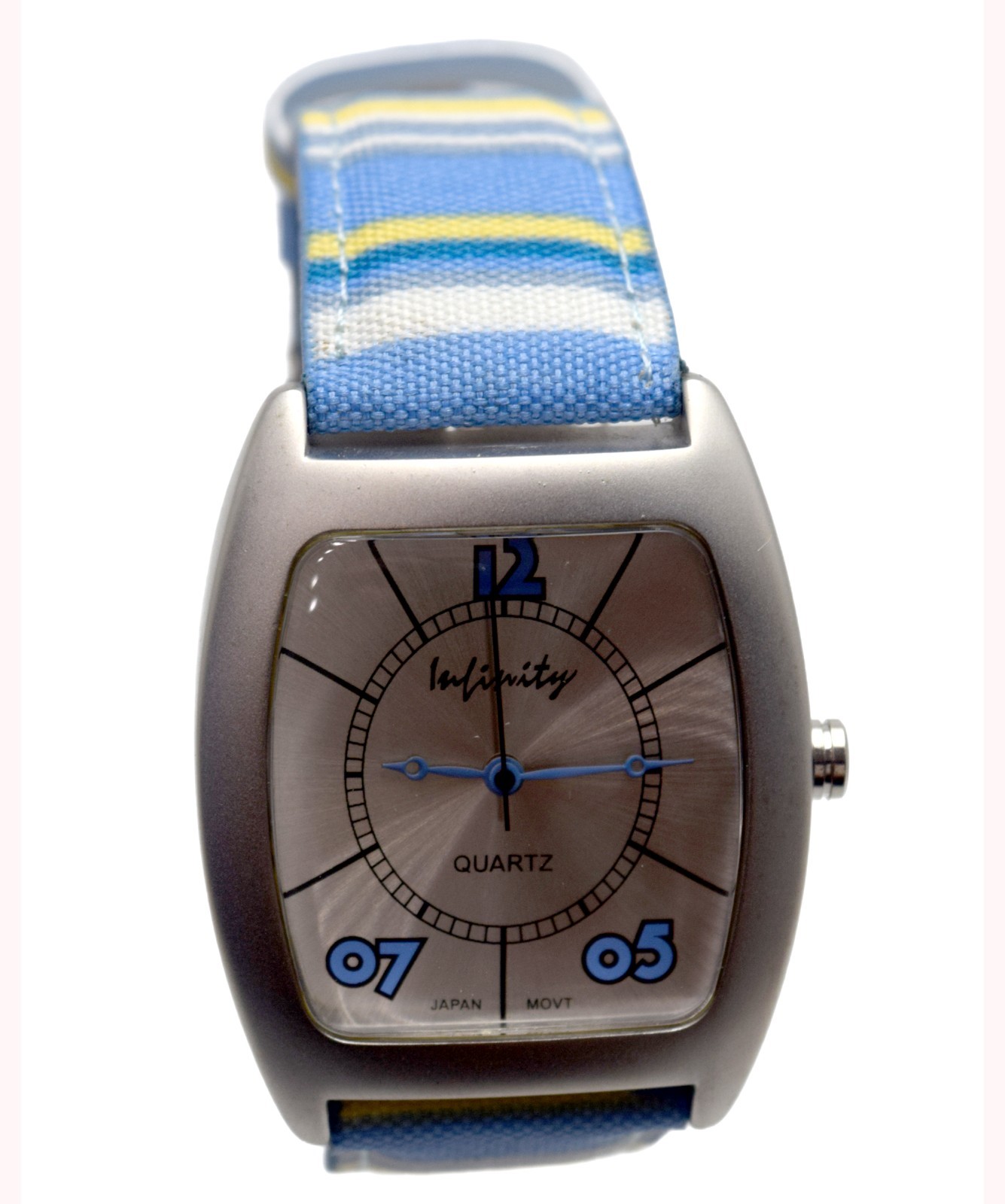 INFINITY: MULTICOLOR CANVAS LEATHER BAND OVALISH RECTANGLUAR CASE ANALOGE WATCH