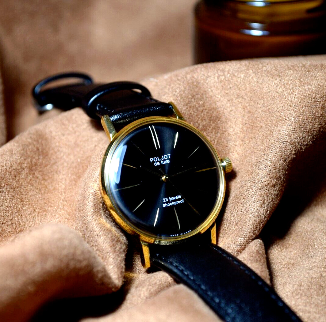 Vintage NOS Poljot De LUXE Ultra Slim 23 Jewels 2209 Soviet Mens Wristwatch USSR