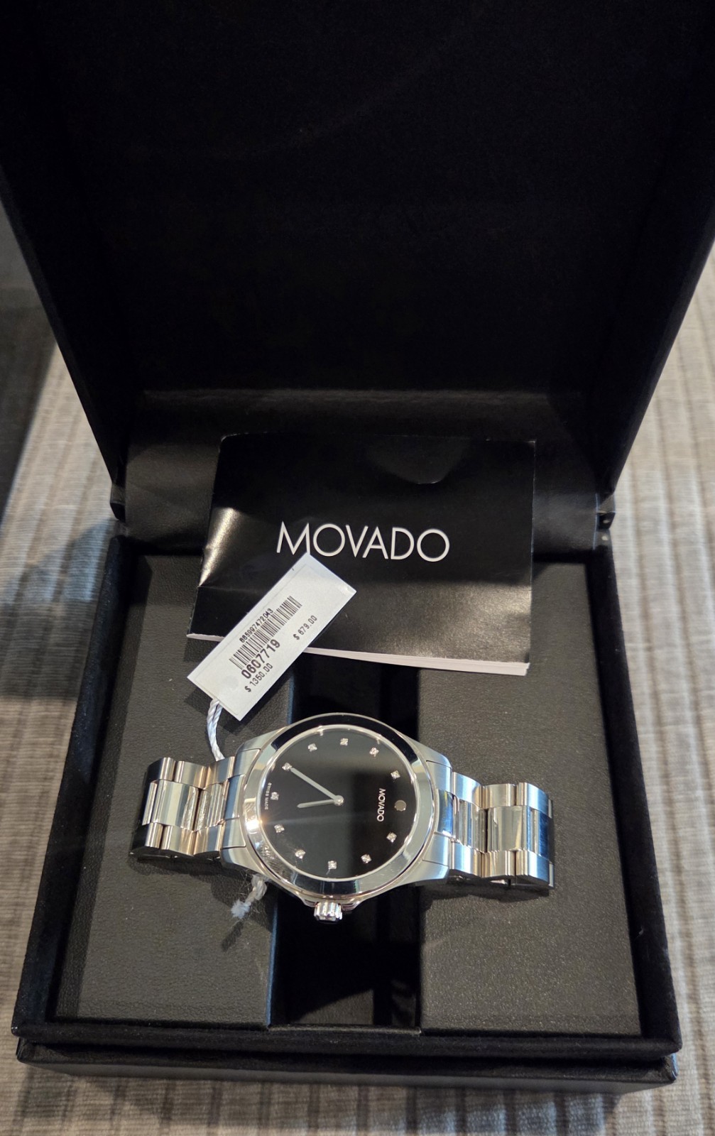 MOVADO Challenger Watch 38mm 0607719 Museum with Diamonds NWT