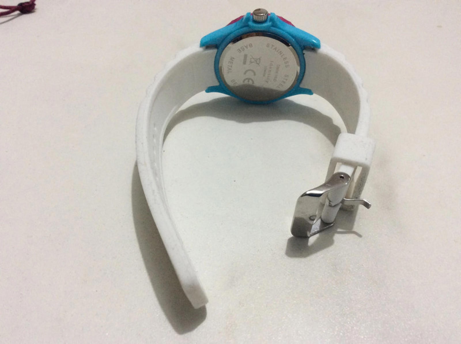 Identity London Ladies’ Soft Touch rubber white strap pink dial watch