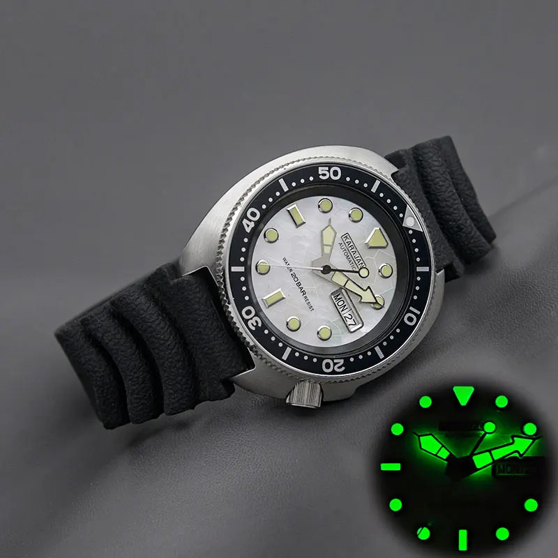 Turtle Abalone Stainless Steel Dive Watch Wth Japan NH35 NH36A Automatic