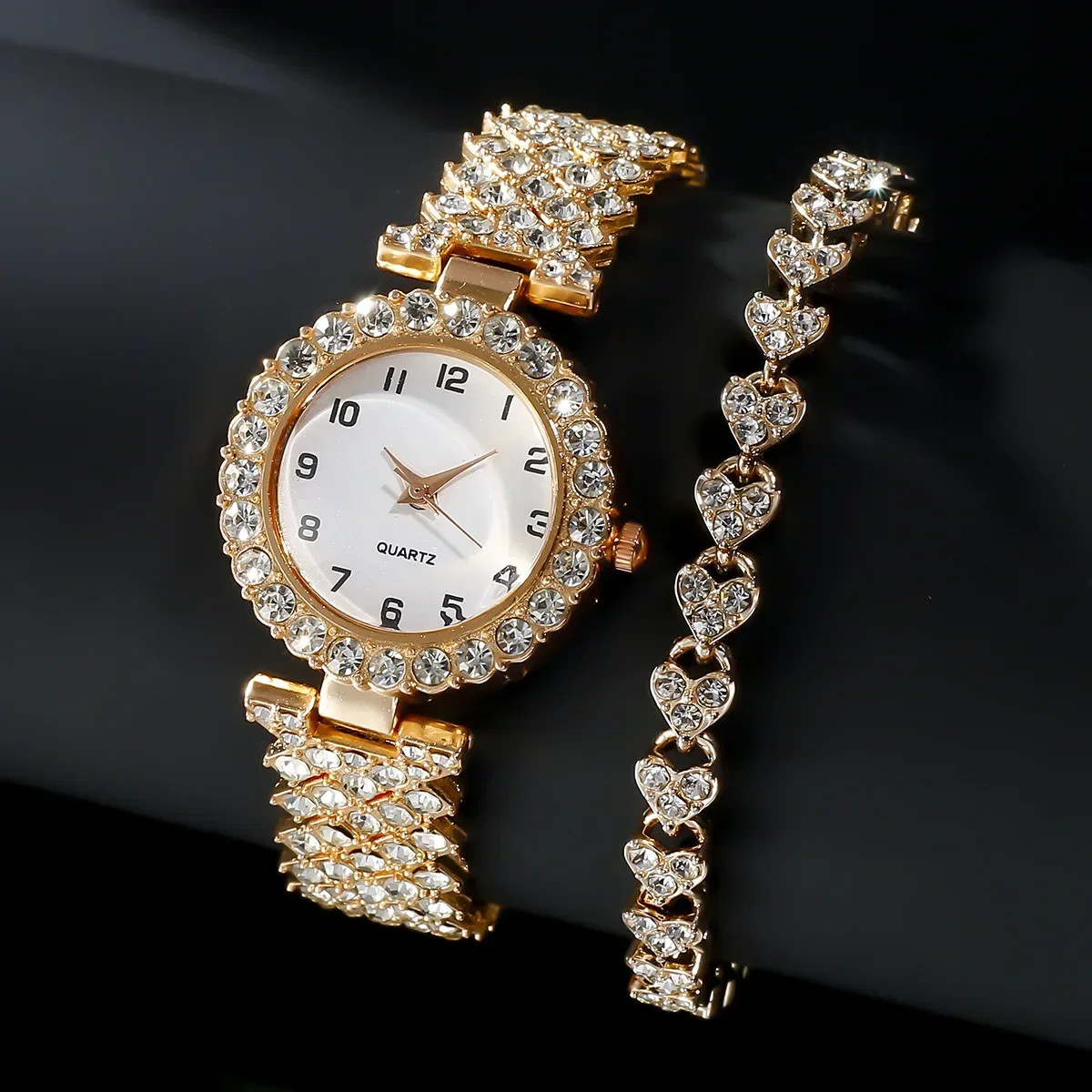 1pcs/2pcs Luxury Fashion Women Watch Set Silver Strap Ladies Quartz