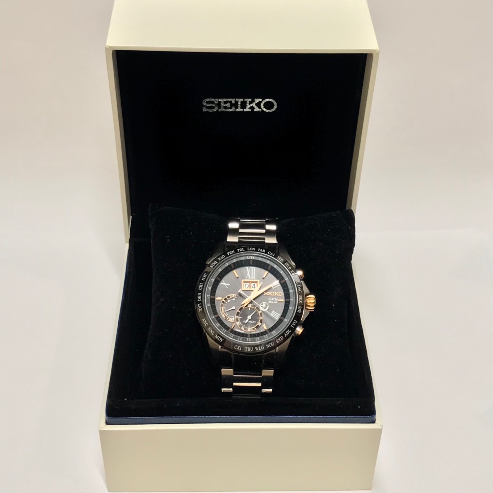 Seiko Astron 8X42 GPS Solar Big-Date Mens Sapphire Set 10 BAR Watch