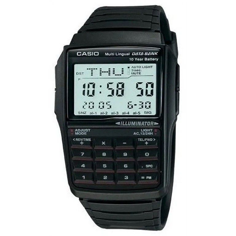Casio DBC32-1A, 25-Page Databank Watch, Calculator, Resin Band, 10 Year Battery