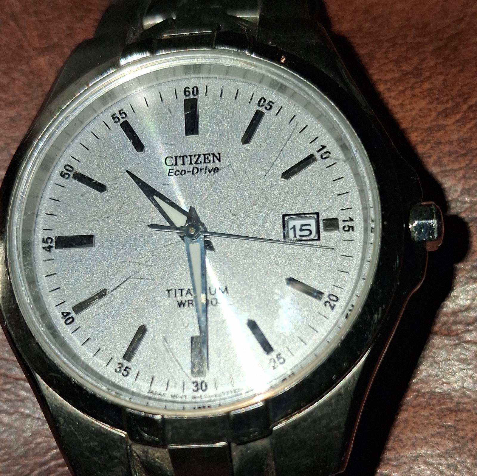 Citizen Eco-Drive Titanium WR100 Silver Dial Date Men’s Watch 40mm