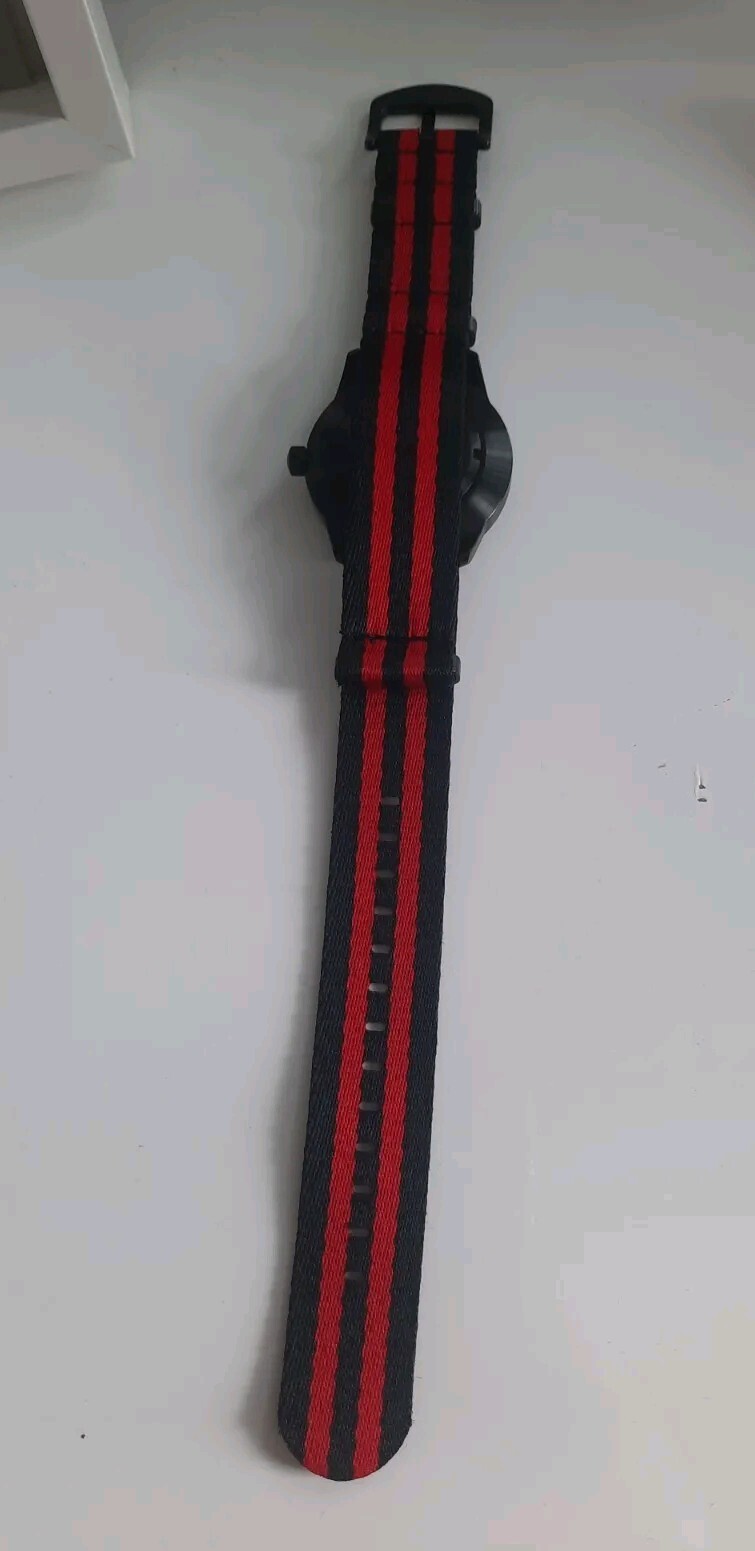 Sharp Bros Fury Watch Red Inferno Face Quartz 42 mm w One Piece Nylon Strap