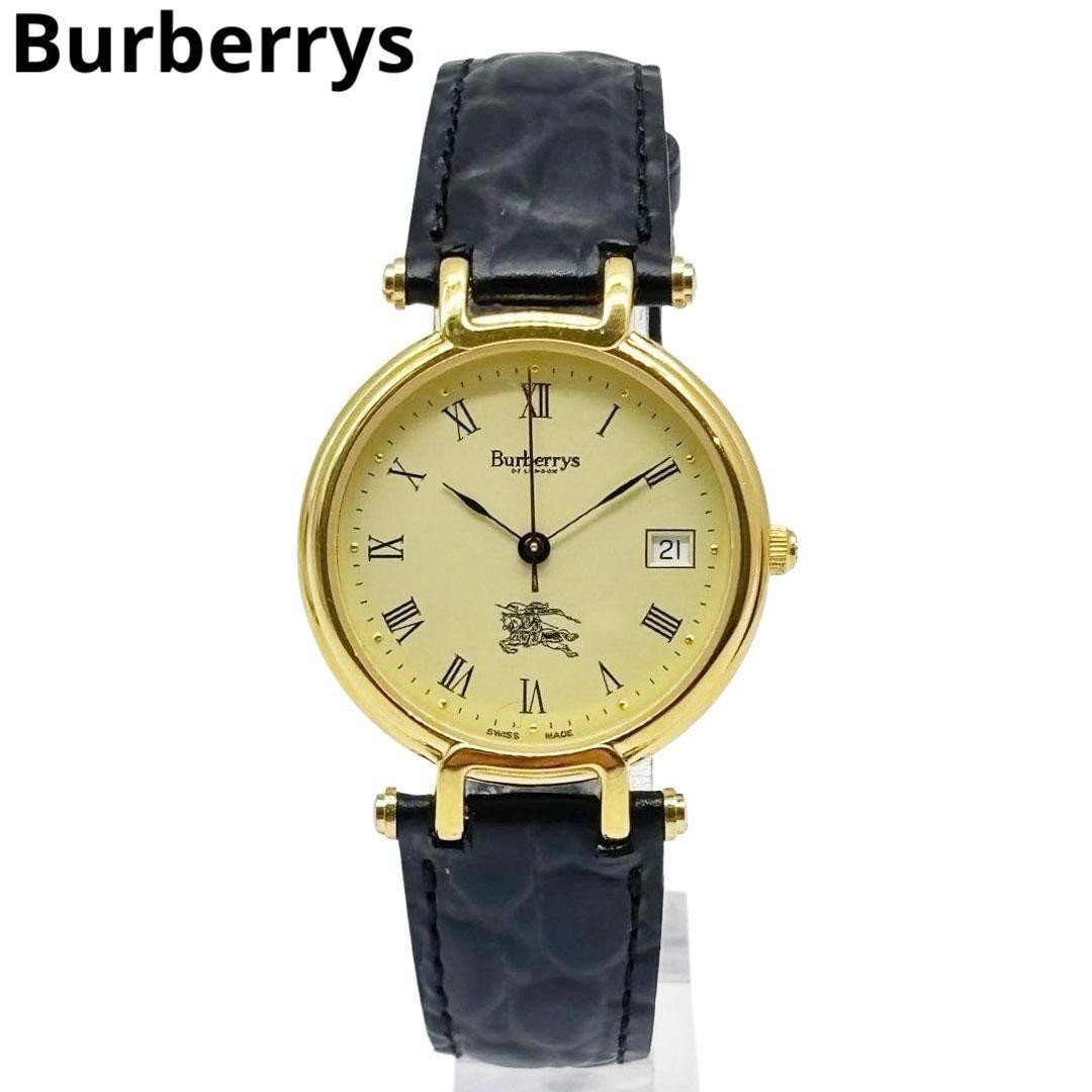 Burberry Boys Watch Quartz Gold Black Leather Japan 1M25 0613783
