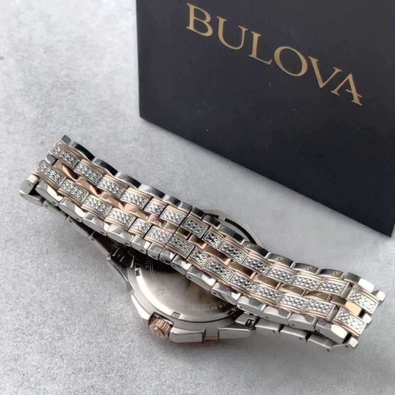 Bulova Octava 98C133 Crystal White Dial Gold Silver Two Tone Men’s Quartz Watch