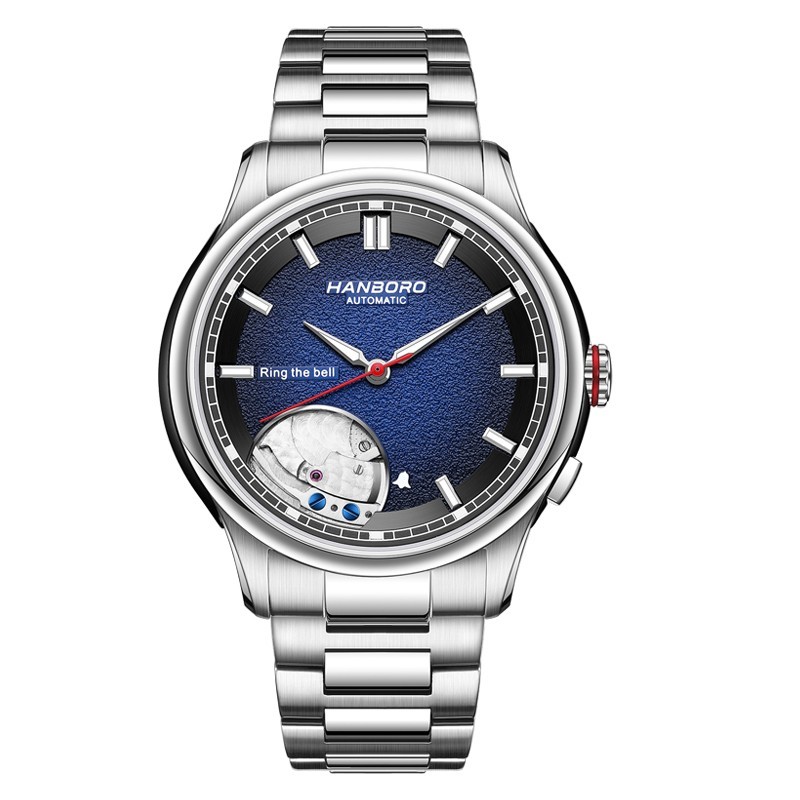 HANBORO Men Automatic Watch Alarm Mechanical Wristwatch Miyota 9015 Sapphire