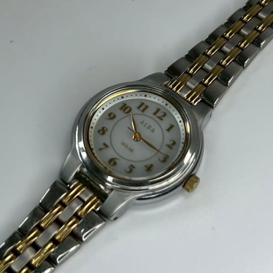 Seiko Alba Solar Powered Ladies Watch 27mm White Arabic Numeral Dial JDM